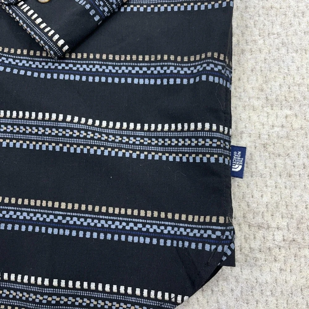 North Face Shirt Men XL‎ Black Striped Button Up Southwestern Hiking Camp Cotton
